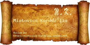 Miatovics Kordélia névjegykártya